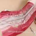 New arrival color gradient clip cord scarf cotton nylon flower design ombre scarf wholesale china